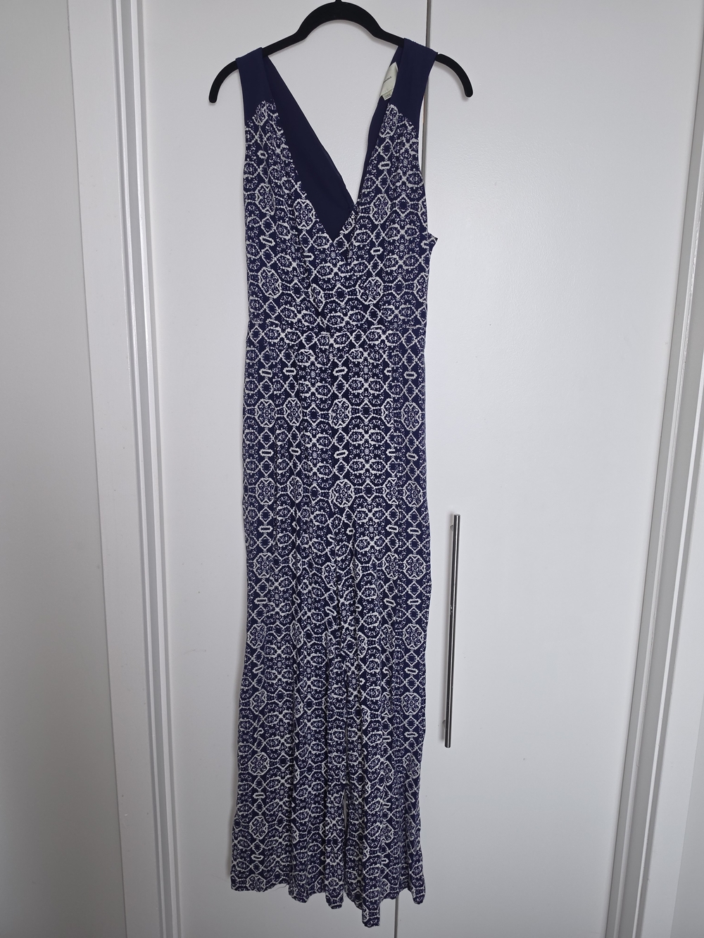 elevenses Navy and White Printed V-Neck Maxi